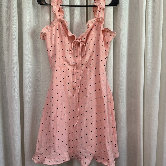 Pink Polka Dot Retro Mini Dress - Picture 1 of 3